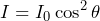 \begin{equation*} I = I_0 \cos^2{\theta} \end{equation*}