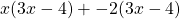 x(3x - 4) + -2(3x - 4)