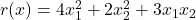 r(x) = 4x_1^2 + 2x_2^2 + 3x_1 x_2