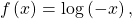 \,f\left(x\right)=\mathrm{log}\left(-x\right),