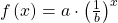 \,f\left(x\right)=a\cdot {\left(\frac{1}{b}\right)}^{x}\,