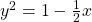 {y}^{2}=1-\frac{1}{2}x