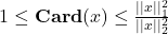 1 \leq {\bf Card}(x) \leq \frac{||x||_1^2}{||x||_2^2}