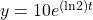 y=10{e}^{\left(\mathrm{ln}2\right)t}