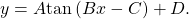 \,y=A\mathrm{tan}\left(Bx-C\right)+D.