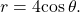 \,r=4\mathrm{cos}\,\theta .