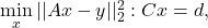 \min\limits_x ||Ax-y||_2^2:Cx=d,