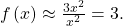 \,f\left(x\right)\approx \frac{3{x}^{2}}{{x}^{2}}=3.\,