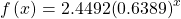 \,f\left(x\right)=2.4492{\left(0.6389\right)}^{x}\,