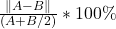 \frac{\|A-B\|}{(A+B/2)}*100\%