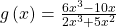 g\left(x\right)=\frac{6{x}^{3}-10x}{2{x}^{3}+5{x}^{2}}