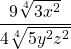 \dfrac{9 \sqrt[4]{3x^2}}{4 \sqrt[4]{5y^2z^2}}