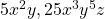 5x^2y, 25x^3y^5z