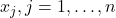 x_j, j=1, \ldots, n