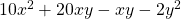 10x^2+20xy-xy-2y^2