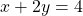 x + 2y = 4