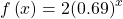 f\left(x\right)=2{\left(0.69\right)}^{x}