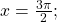 \,x=\frac{3\pi }{2};\,