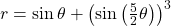 \,r=\mathrm{sin}\,\theta +{\left(\mathrm{sin}\left(\frac{5}{2}\theta \right)\right)}^{3}\,