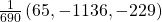 \frac{1}{690}\left(65,-1136,-229\right)