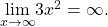 \underset{x\to \infty }{\text{lim}}3{x}^{2}=\infty .