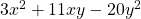 3x^2+11xy-20y^2