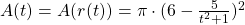 A(t)=A(r(t))=\pi \cdot (6-\frac{5}{t^2+1})^2