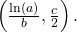 \,\left(\frac{\mathrm{ln}\left(a\right)}{b},\frac{c}{2}\right).\,