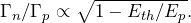 \Gamma_n/\Gamma_p \propto \sqrt{1-E_{th}/E_p}.