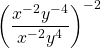 \left(\dfrac{x^{-2}y^{-4}}{x^{-2}y^4}\right)^{-2}