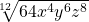 \sqrt[12]{64x^4y^6z^8}