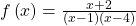 f\left(x\right)=\frac{x+2}{\left(x-1\right)\left(x-4\right)}