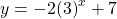 y=-2{\left(3\right)}^{x}+7