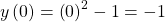 y\left(0\right)={\left(0\right)}^{2}-1=-1