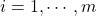 i = 1, \cdots, m