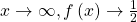 \,x\to ±\infty ,f\left(x\right)\to \frac{1}{2}