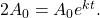 \,2{A}_{0}={A}_{0}{e}^{kt}.