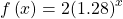 f\left(x\right)=2{\left(1.28\right)}^{x}