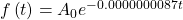 f\left(t\right)={A}_{0}{e}^{-0.0000000087t}