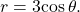 \,r=3\mathrm{cos}\,\theta .