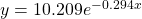 y=10.209{e}^{-0.294x}