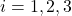 i=1, 2, 3