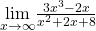 \underset{x\to \text{−}\infty }{\text{lim}}\frac{3{x}^{3}-2x}{{x}^{2}+2x+8}