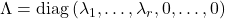 \Lambda=\operatorname{diag}\left(\lambda_1, \ldots, \lambda_r, 0, \ldots, 0\right)