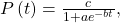 \,P\left(t\right)=\frac{c}{1+a{e}^{-bt}},