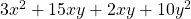 3x^2+15xy+2xy+10y^2