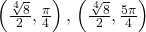 \left(\frac{\sqrt[4]{8}}{2},\frac{\pi }{4}\right),\,\left(\frac{\sqrt[4]{8}}{2},\frac{5\pi }{4}\right)\,