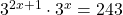 {3}^{2x+1}\cdot {3}^{x}=243