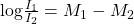 \,\mathrm{log}\frac{{I}_{1}}{{I}_{2}}={M}_{1}-{M}_{2}\,