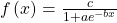 \,f\left(x\right)=\frac{c}{1+a{e}^{-bx}}\,